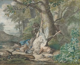 Hunting Still Life in a Forest, 1784. Creator: Wybrand Hendriks.
