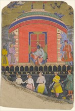 Rama Receives Sugriva and Jambavat, the Monkey and Bear Kings, Folio from..., ca. 1605. Creator: Unknown.
