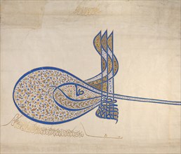 Tughra (Insignia) of Sultan Süleiman the Magnificent (r. 1520-66), ca. 1555-60. Creator: Unknown.