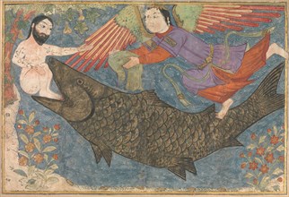 Jonah and the Whale, Folio from a Jami al-Tavarikh (Compendium of Chronicles), ca. 1400. Creator: Unknown.