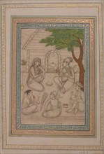 Hindus Conversing before a Shrine, 17th century. Creator: Unknown.