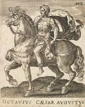 Octavius Caesar Augustus from Twelve Caesars on Horseback, ca. 1565-1587., ca. 1565-1587. Creator: Abraham de Bruyn.