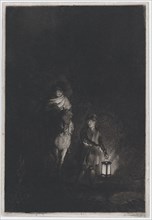 Rider and boy with lantern, 1797. Creator: Adam von Bartsch.
