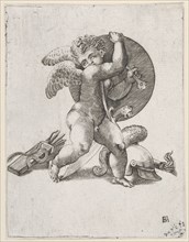 Cupid with Weapons of Mars, c1547-62. Creator: Adamo Scultori.