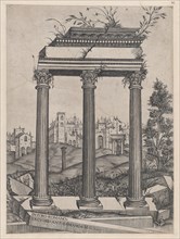 Speculum Romanae Magnificentiae: Temple of Antoninus and Faustina, 16th century., 16th century. Creator: Attributed to Agostino Veneziano.