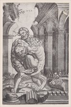 Hercules Strangling the Nemean Lion, dated 1528. Creator: Agostino Veneziano.