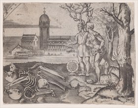Two Men at a Cemetery, ca. 1514-36. Creator: Agostino Veneziano.