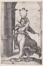 Woman Carring a Vase on Her Head, dated 1528., dated 1528. Creator: Agostino Veneziano.