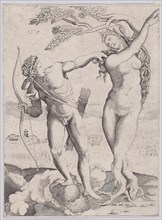 Apollo and Daphne, dated 1518. Creator: Agostino Veneziano.