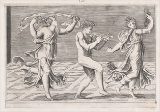 Speculum Romanae Magnificentiae: Dance of Fauns and Bacchants, early 16th ce..., early 16th century. Creators: Anon, Agostino Veneziano.