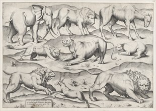 Speculum Romanae Magnificentiae: Wild Animals, from antique wall paintings, plate 1, 1547., 1547. Creator: Anon.