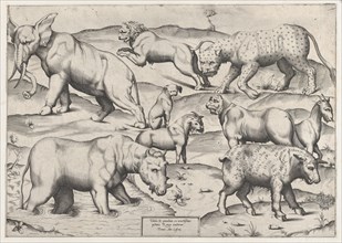 Speculum Romanae Magnificentiae: Wild Animals, from antique wall paintings, plate 2, 1547., 1547. Creator: Anon.