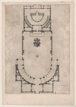 Speculum Romanae Magnificentiae: Ground plan of a building with the arms of Pope J..., 16th century. Creator: Anon.