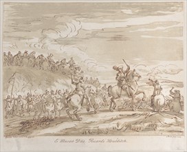 Cavalry advancing to the charge, with a central figure on horseback raising a sword, 1735., 1735. Creator: Arthur Pond.