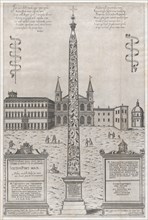 Speculum Romanae Magnificentiae: The Egyptian Obelisk of Constantine, 1589., 1589. Creator: Giovanni Ambrogio Brambilla.