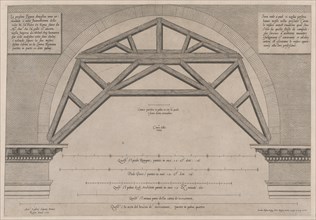 Speculum Romanae Magnificentiae: Wooden Framework to Support Arches in a Building,..., 16th century. Creator: Jacob Bos.