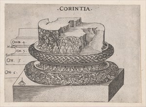 Speculum Romanae Magnificentiae: Corinthian base, ca. 1537., ca. 1537. Creator: Master GA.