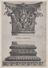 Speculum Romanae Magnificentiae: Pegasus capital from the Temple of Mars Ultor and dec..., ca. 1537. Creator: Master GA.