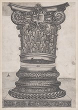 Speculum Romanae Magnificentiae: Decorated capital and base, ca. 1537., ca. 1537. Creator: Master GA.
