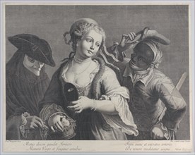 Three half-length figures from a Venetian carnival, 1750-1822., 1750-1822. Creator: Niccolò Cavalli.