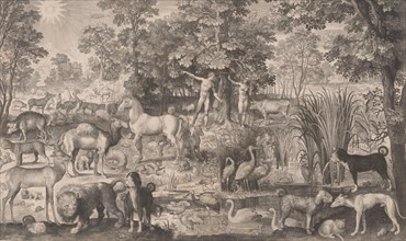 Adam and Eve in Paradise, 1631., 1631. Creator: Nicolaes de Bruyn.