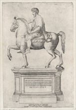 The Equestrian Statue of Marcus Aurelius on the Capitol, 1548., 1548. Creator: Nicolas Beatrizet.