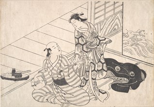 Lady Interrupting Her Lover, who is Playing the Shamisen. Creator: Nishikawa Sukenobu.