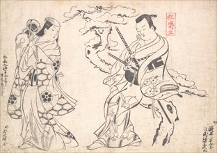 Scene from the Drama "Shusse Taiheike," Performed at the Ichimura Theatre, probab..., probably 1709. Creator: Okumura Masanobu.