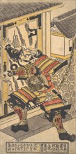The Actor Bando Hikosaburo in the role of Asahi na Saburo Breaking Open the Castle Doo..., ca. 1730. Creator: Okumura Masanobu.