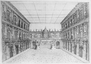 Court of Palazzo Pitti decorated with Candelabra, from an Album with Plates Documenti..., 1589-1592. Creator: Orazio Scarabelli.