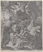 Christ being laid into the sepulcher as the Virgin stands weeping behind, 1600-30., 1600-30. Creator: Pasquale Ottino.