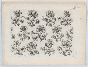 Series of Small Flower Motifs, Plate 6, ca. 1670-85., ca. 1670-85. Creator: Paul Androuet Du Cerceau.