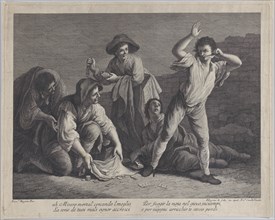 A group of people gambling, 1770-1800., 1770-1800. Creator: Pellegrino dal Colle.