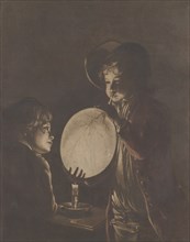 Two Boys Blowing a Bladder by Candle-light, 1773., 1773. Creator: Peter Perez Burdett.