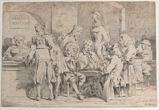 Playing Tric Trac, 1763., 1763. Creator: Philip James de Loutherbourg.