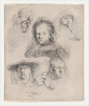 Studies of the Heads of Saskia and Others, 1636., 1636. Creator: Rembrandt Harmensz van Rijn.