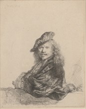Self-Portrait Leaning on a Stone Sill, 1639., 1639. Creator: Rembrandt Harmensz van Rijn.