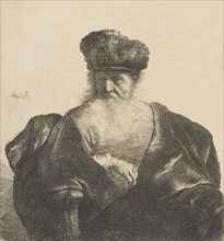 Old Man with Beard, Fur Cap, and Velvet Cloak, ca. 1631., ca. 1631. Creator: Rembrandt Harmensz van Rijn.