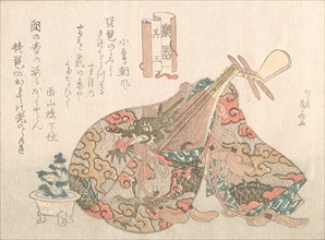Biwa with Brocade Cover, from the series Musical Instruments, probably 1808., probably 1808. Creator: Shinsai.