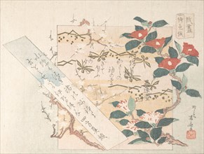 Designs of Writing-Paper with Flowers, 19th century., 19th century. Creator: Shinsai.