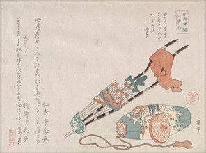 Hama-yumi and Buriburi-gitcho; Both Ceremonial Toys of Boys for the New Year, 19th..., 19th century. Creator: Shinsai.