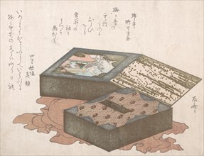 Cakes In a Box with Wrapping Cloth, 19th century., 19th century. Creator: Shinsai.