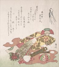 Brushes and Paper Ornaments, 19th century., 19th century. Creator: Shinsai.