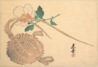 Straw Basket for Fish (?) and Mokuge Flower, ca. 1875., ca. 1875. Creator: Shibata Zeshin.