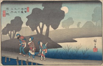 Moonlit Night at Miyanokoshi, from The Sixty-nine Stations of the Kisokaido, ca. 1838., ca. 1838. Creator: Ando Hiroshige.