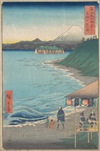 View of Mount Fuji from Seven-ri Beach, Province of Sagami (So..., dated 4th month, Horse year 1858. Creator: Ando Hiroshige.