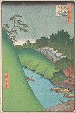 Shohei Bridge, Seido Temple and Kanda River, 1857., 1857. Creator: Ando Hiroshige.