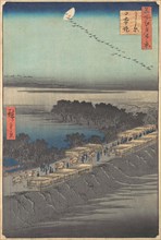?Nihon Embankment at Yoshiwara,? from the series One Hundred Famous Views of Edo (Meisho E..., 1857. Creator: Ando Hiroshige.