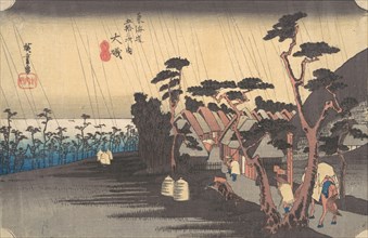 Tiger Rain at Oiso Station, ca. 1834., ca. 1834. Creator: Ando Hiroshige.