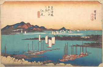 Panorama of Miwo Pine Wood from Ejiri, 1834., 1834. Creator: Ando Hiroshige.